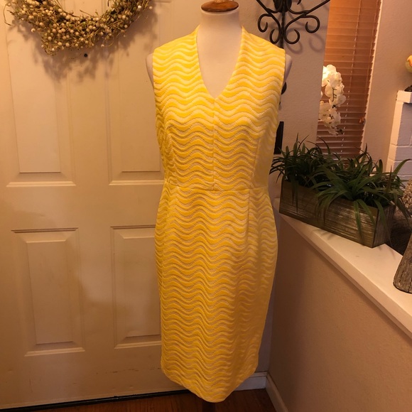 Albert Nipon Jacquard Yellow Dress & Jacket Suit - Picture 5 of 10